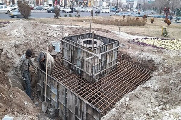 اجرای عملیات عمرانی فونداسیون مرتفع ترین پایه پرچم تبریز در میدان بزرگ ائل گلی
