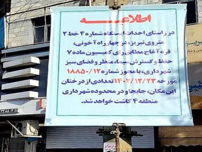 جابجایی درختان واقع در پروژه احداث ایستگاه شماره چهار خط ۲ متروی تبریز