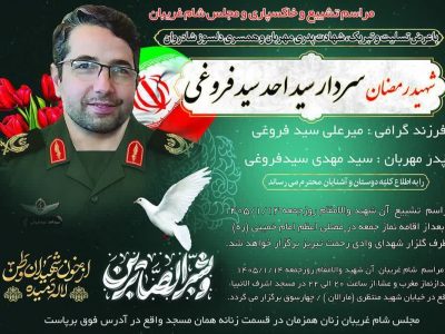 پیام تسلیت معاون تربیت بدنی و ورزش بسیج سپاه عاشورا بمناسبت شهادت سردار رشید اسلام سید احد سید فروغی